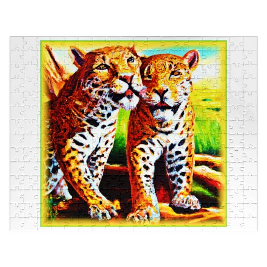Jaguars Animals Nature oil Painting. Buy Now Jigsaw Puzzles