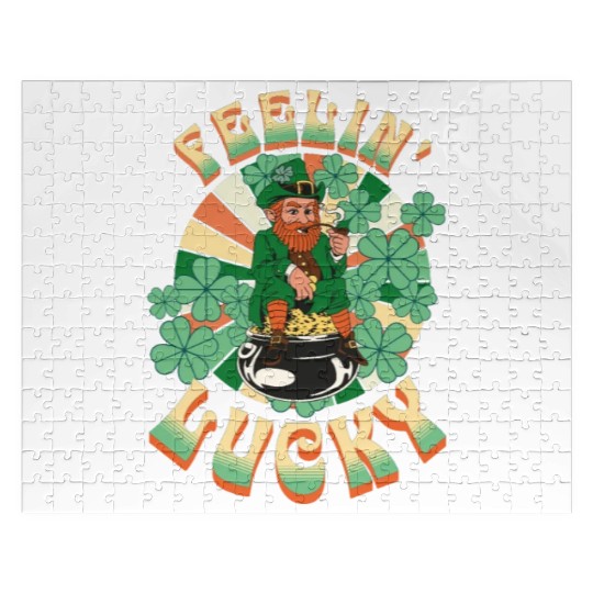 Feeling Lucky Groovie Leprachaun St. Patricks Day Jigsaw Puzzles