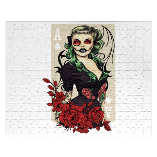 Rockabilly Gothic Pin Up Zombie Girl Horror Psycho Jigsaw Puzzles