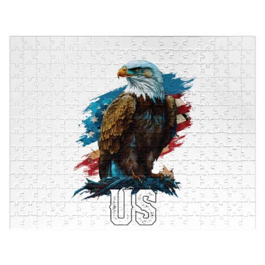 God Protect US American Bald Eagle Christian 4th Jigsaw Puzzles
