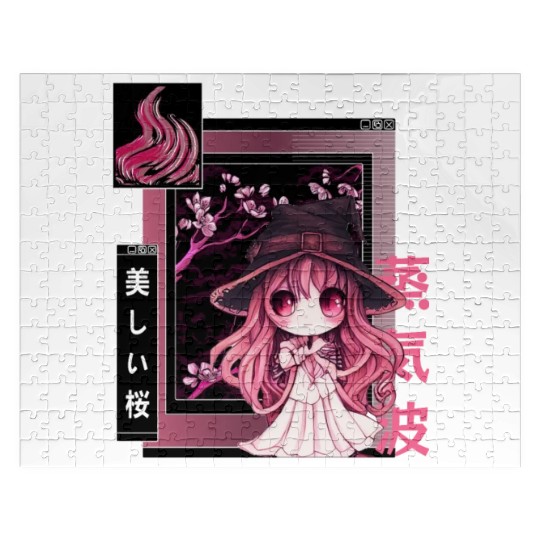 Witch Chibi Japanese Vaporwave Aesthetic Pastel Go Jigsaw Puzzles