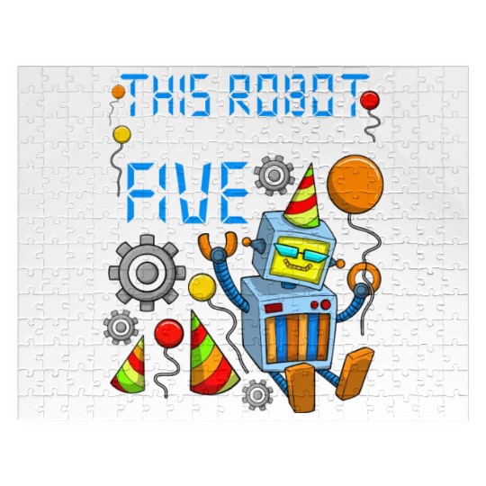 Robot Birthday Outfit Boy 5th Robot Birthday Party Jigsaw Puzzles