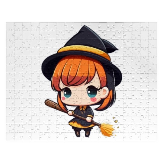 Cute But Witchy Chibi Witch Wicca Jigsaw Puzzles