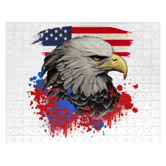 Bald Eagle Patriotic American Bird US Flag Jigsaw Puzzles