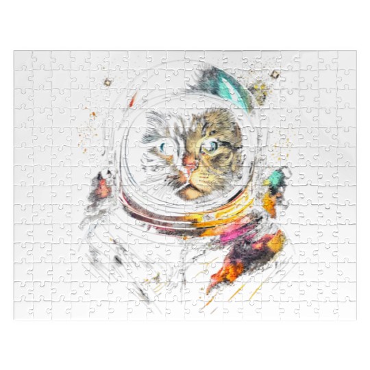 Space Cat on Galaxy Cat Lover Jigsaw Puzzles