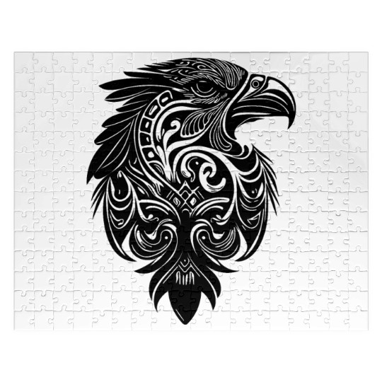 Eagle In Vintage T Tattoo Feather Style Jigsaw Puzzles
