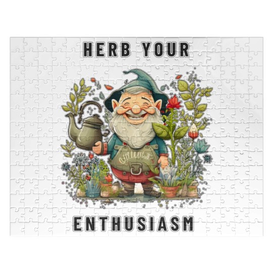 Herb Your Enthusiasm Garden Gnome - Herb Garden Jigsaw Puzzles