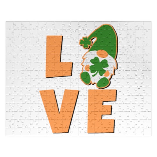 Love Gnome St Patricks Day Woman, Lucky Clover Jigsaw Puzzles