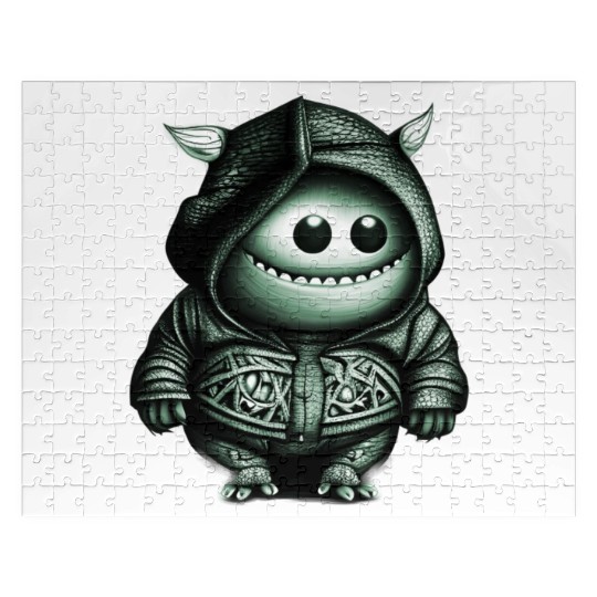 Goofy Looking Monster Green Jigsaw Puzzles