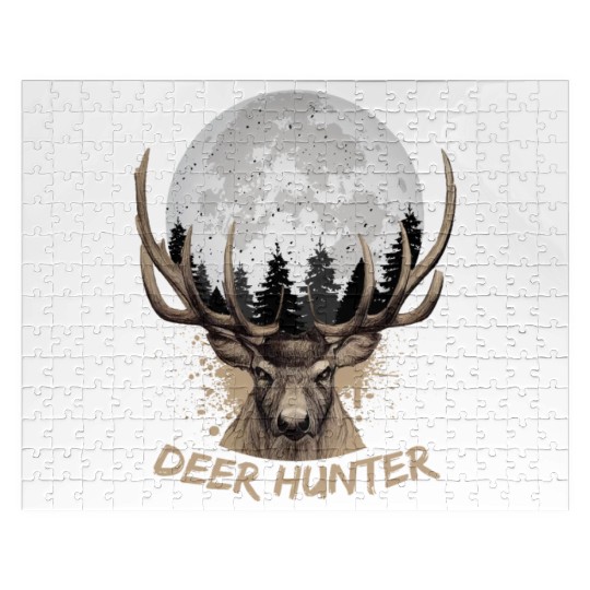 Deer Hunter Rack Hunter Full Moon Buck Hunting Jigsaw Puzzles