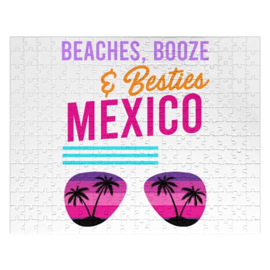 Beaches Booze Besties Mexico Vacation Spring Break Jigsaw Puzzles