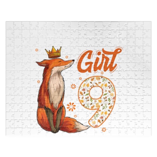 Fox Animal Lovers 9th Birthday Girl Fox B-day 9 ye Jigsaw Puzzles