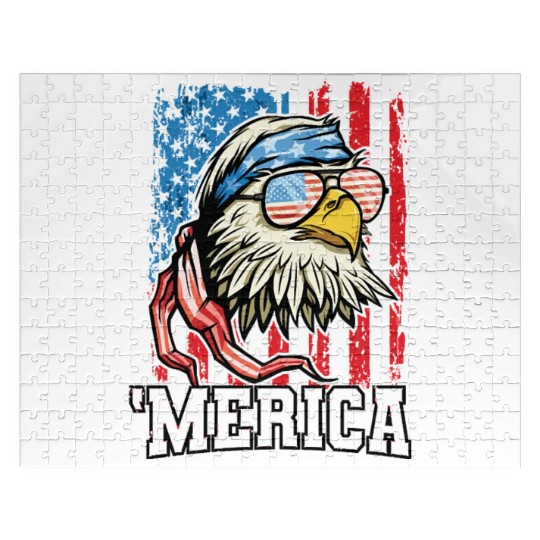 4th of July Bald Eagle USA Flag Patriotic Merica Jigsaw Puzzles