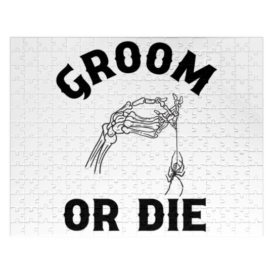 Gothic Wedding Groom Or Die Spider Design Jigsaw Puzzles