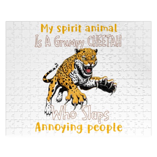 My Spirit animal Is A Grumpy Cheetah Jigsaw Puzzles