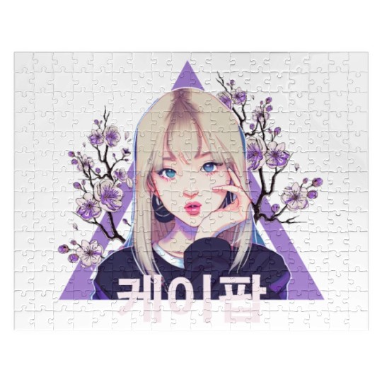 Kpop Girl Fan South Korean Pop Vaporwave Hangul Jigsaw Puzzles