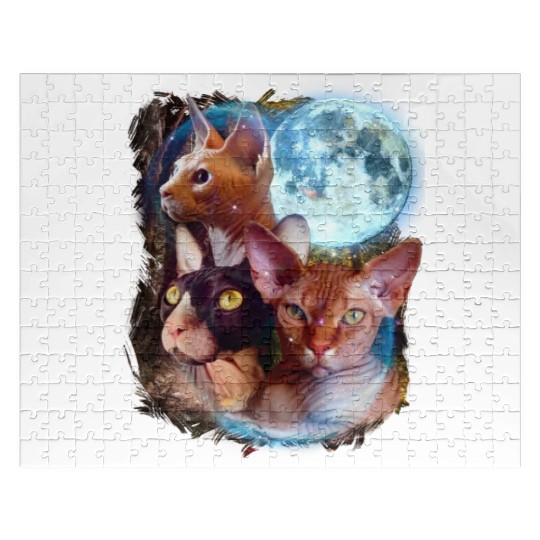 3 Moon Sphynx cats Animal Lovers Cute Kitty Cool Jigsaw Puzzles