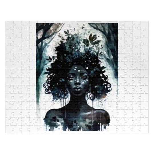 Black Nature Goddess - African American, Woodland Jigsaw Puzzles