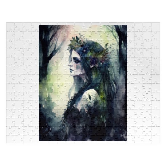 Nature Goddess - Woodland Witchy Forest Greenwoman Jigsaw Puzzles