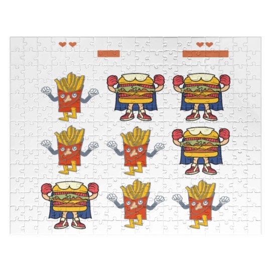 Tic Tac Toe French Fries Chips vs. Burger Jigsaw Puzzles
