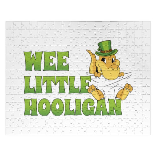 Wee Little Hooligan t-rex Dinosaur St Patrick Day Jigsaw Puzzles