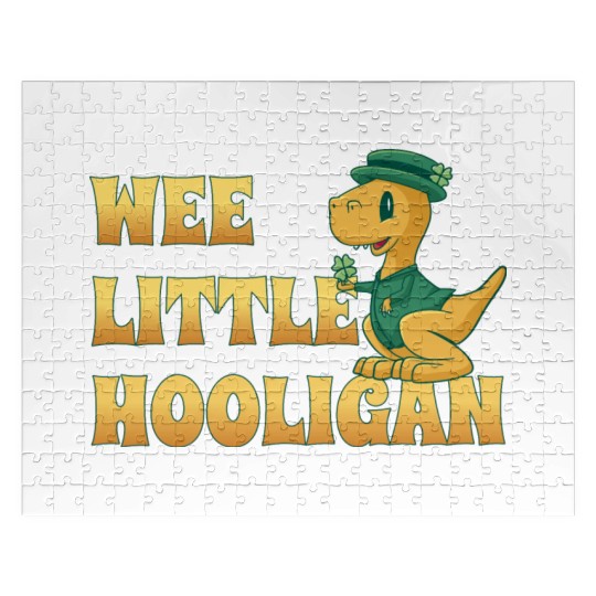 Wee Lil Hooligan loves Dinosaur St Patrick Day Jigsaw Puzzles