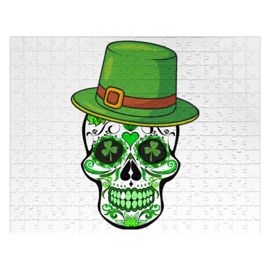 Sugar Skull Saint Patricks Day of the Dead Jigsaw Puzzles