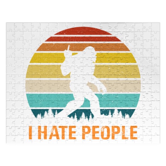 Funny Bigfoot i Hate People Jigsaw Puzzles