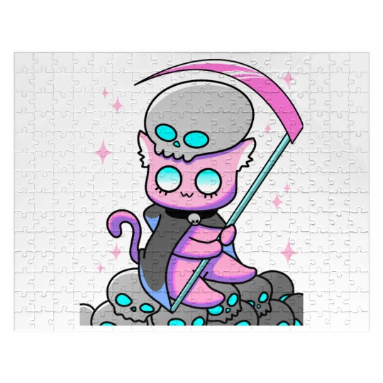 Kawaii Pastel Goth Anime Tarot Card Death Cute Wit Jigsaw Puzzles