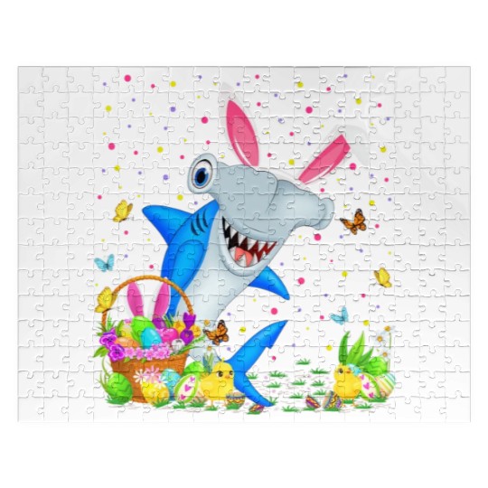 Shark Fish Easter Egg Hunting Hammerhead Shark Eas Jigsaw Puzzles