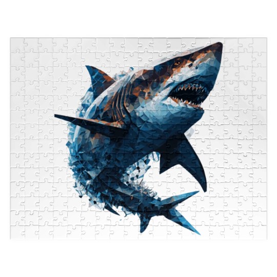 Geometric Shark Head Abstract Polygonal Wild Anima Jigsaw Puzzles