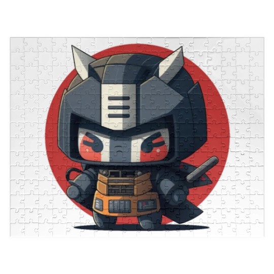 Ninja warrior mech robot kawaii illustration Jigsaw Puzzles