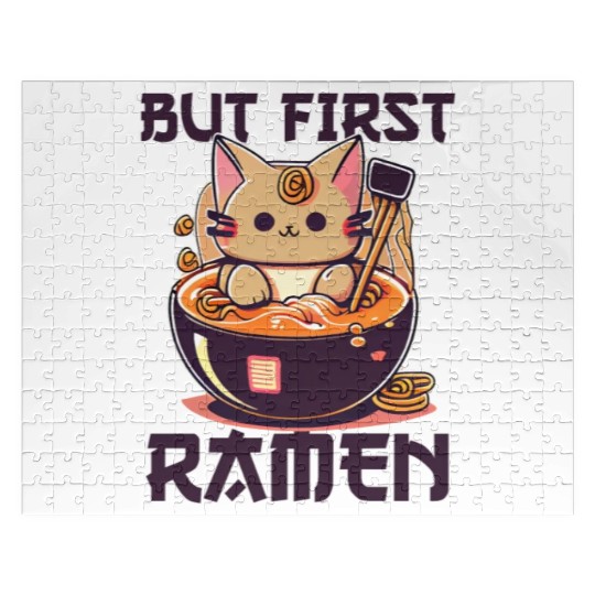 But First Ramen Cat Japanese Tokyo Ramen Noodles Jigsaw Puzzles