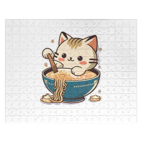 But First Ramen Cat Japanese Tokyo Ramen Noodles Jigsaw Puzzles