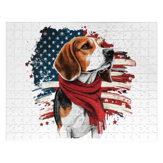 America USA Flag 4th Of July American Dog Lover Jigsaw Puzzles