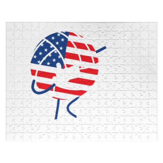 America USA Flag 4th Of July Volleyball Player Jigsaw Puzzles