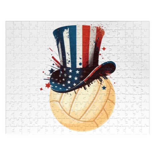 Patriotic America USA Flag 4th Of July Volleyball Jigsaw Puzzles