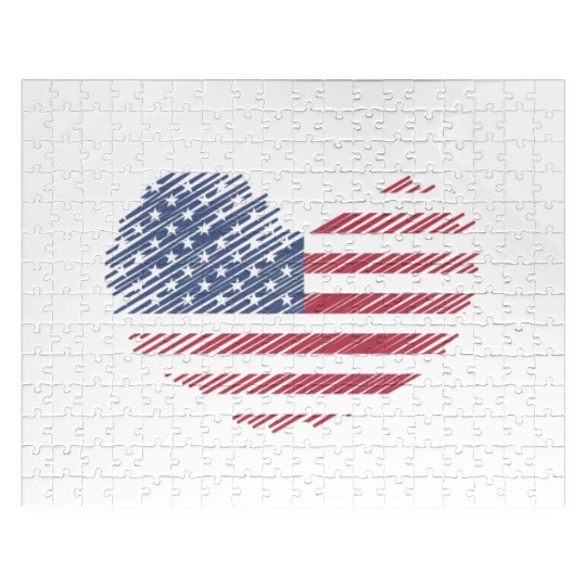 Patriotic Veteran USA Flag American Memorial Day Jigsaw Puzzles