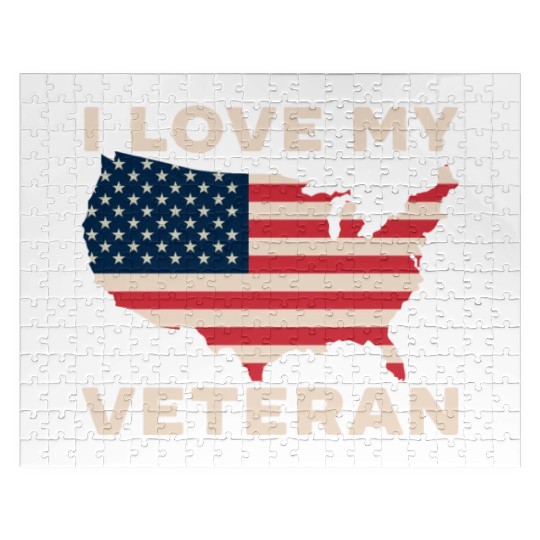 I Love My Veteran USA Flag American Memorial Day Jigsaw Puzzles