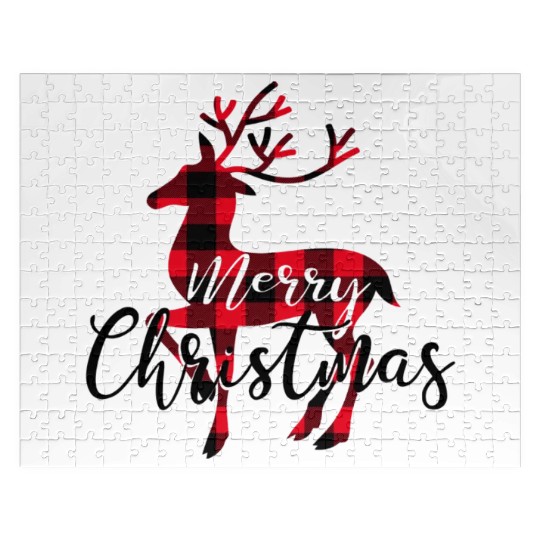 Merry Christmas Buffalo Plaid Deer Design I Would Jigsaw Puzzles