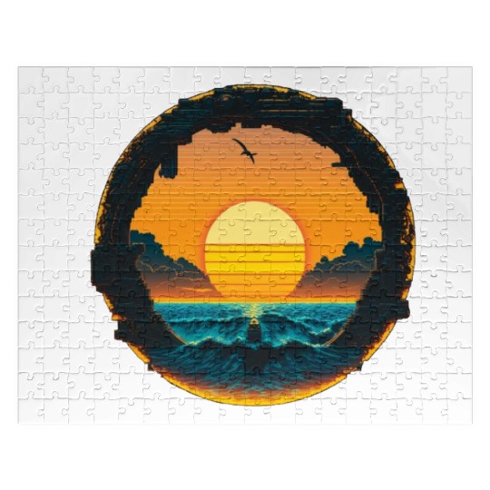 Cyberpunk Sunset Pixel Jigsaw Puzzles