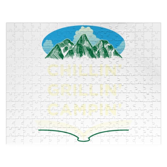 Chillin Grillin Campin Funny Camping Humor Camper Jigsaw Puzzles