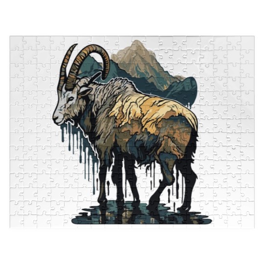 a mountain goat lives in the mountains Jigsaw Puzzles