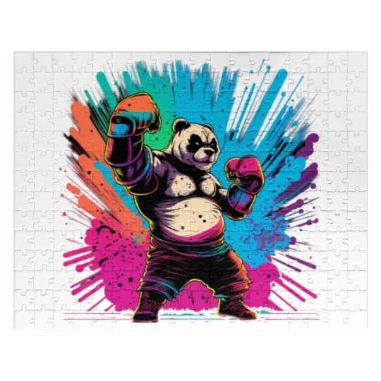 Cool Colorful Panda Boxer MMA Martial Arts Jigsaw Puzzles