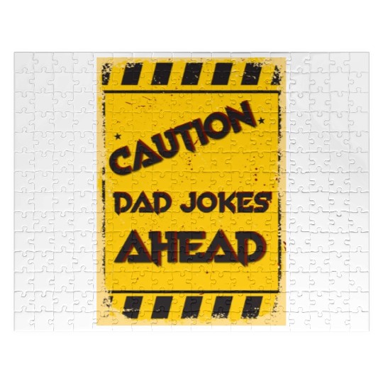 Caution Dad Jokes Ahead, funny dad Jigsaw Puzzles