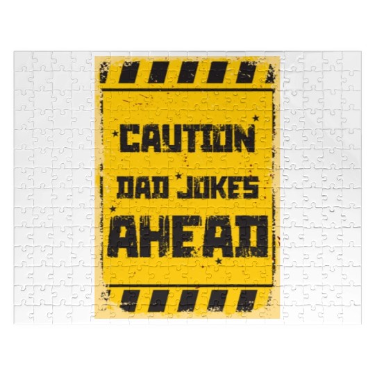 Caution Dad Jokes Ahead, funny dad Jigsaw Puzzles