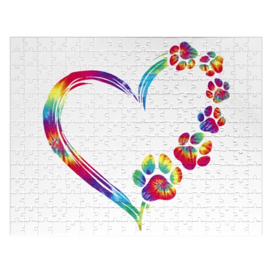Dog Mom Dad Puppy Love Dogs Paw Print Heart Jigsaw Puzzles