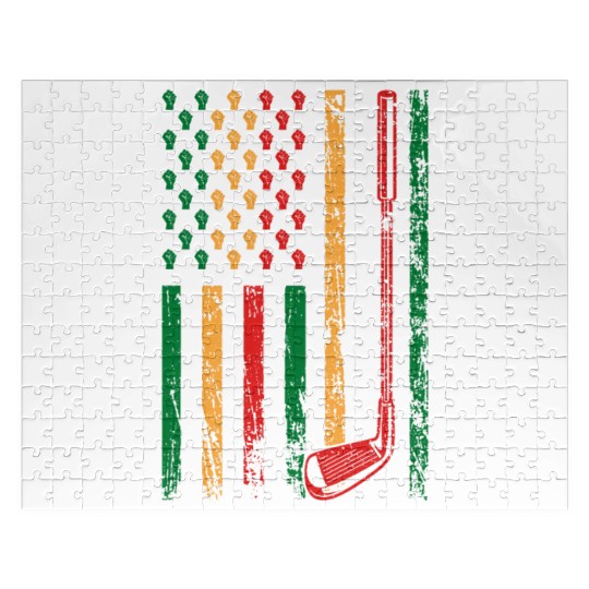 American Sports Flag Athletic Black Juneteenth Jigsaw Puzzles