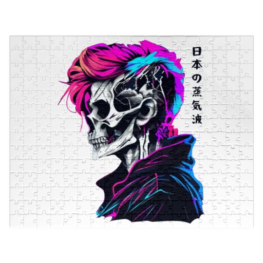 Sad Boy Anime Skull Skeleton Gothic Vaporwave Aest Jigsaw Puzzles
