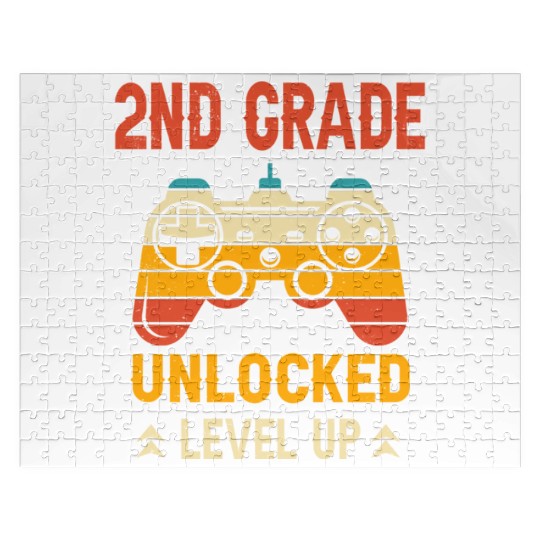 2nd Grade Unlocked Level Up Video Gamer Back Jigsaw Puzzles